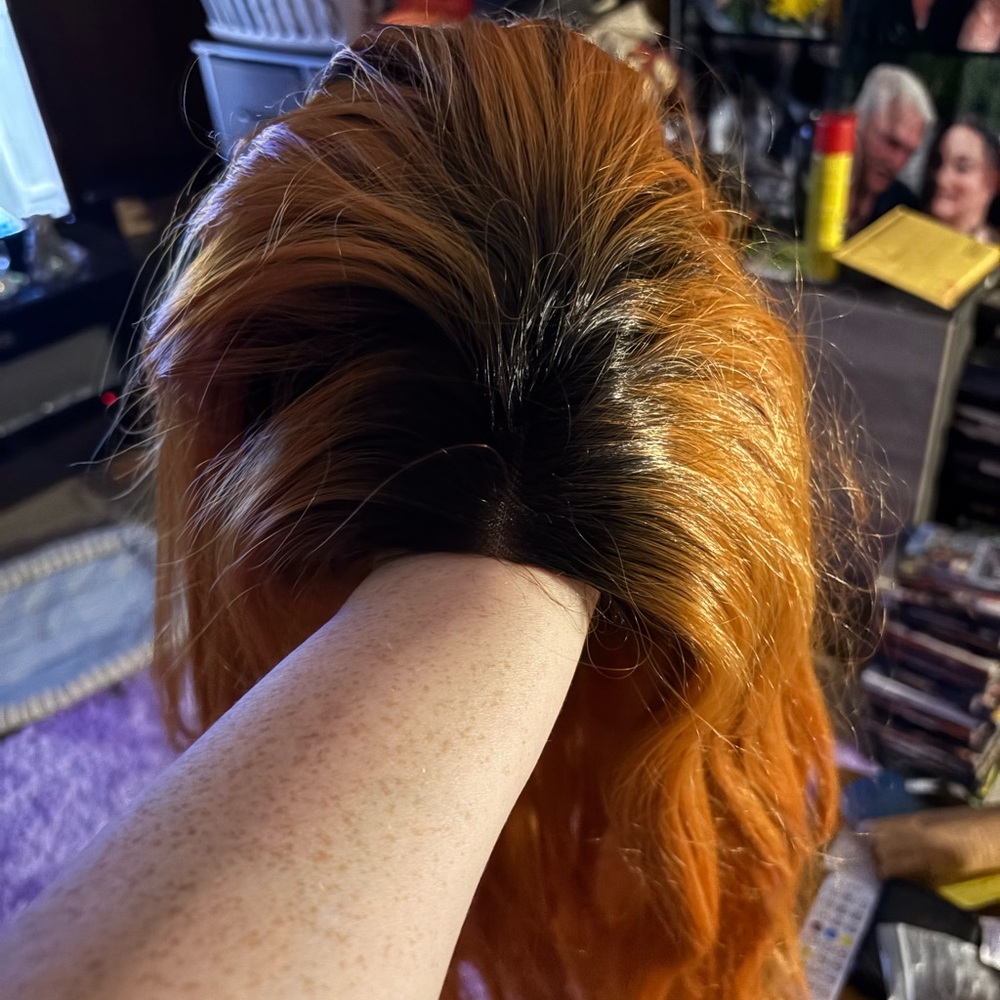 Vibrant Orange and Black Women's Wig